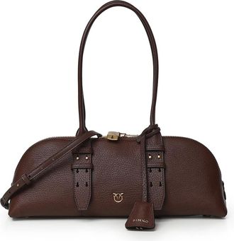Pinko Pinko, Tassen, Dames, Bruin, ONE Size, Leer, Grote Leren Schoudertas