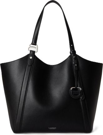 Ralph Lauren Structured Black Tan Lining Tote Bag