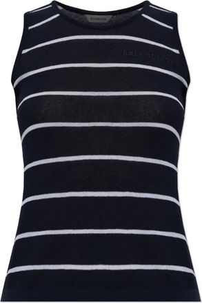 Balenciaga Logo Tank Top - Dames - Tops zonder mouwen - Blauw - XS - Katoen - Tops