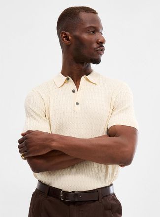 Profuomo Mens Touch of silk twisted-cable Polo Shirt