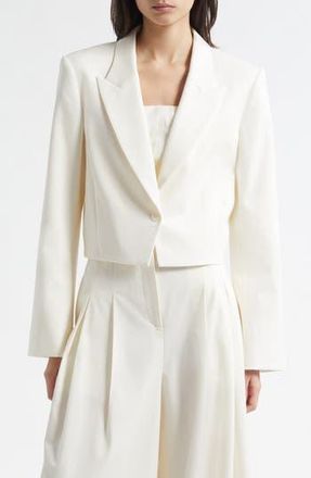 TWP Stretch Cotton & Wool Blazer with Pleat Placket in Ivory at Nordstrom Rack, Size Xx-Small