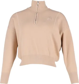 Sandro Sandro Paris geborduurde trui met halve rits in beige katoen