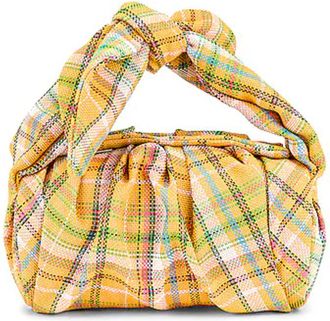 Rejina Pyo Yellow Nane Knotted Plaid Barrel Bag