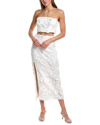 endless rose 2Pc Floral Embroidered Bandeau Top & Maxi Skirt Set