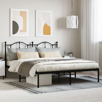 Berkfield Home Metal Bed Frame with Headboard Black 180x200 cm Super King