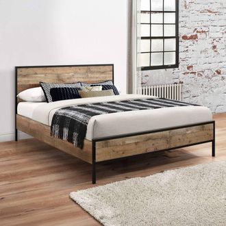 Birlea Industrial style Bed Frame Urban King Double or Small Double in Brown