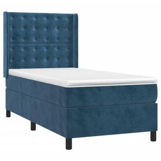 vidaXL Vidaxl - Cama Box Spring Colch&oacute;n Y Led Terciopelo Azul Oscuro 90x200 Cm