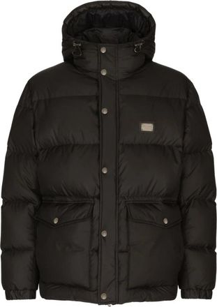 Dolce & Gabbana Zwarte Gewatteerde Jas met Logodesign - Heren - Winterjassen - Zwart - 2XL - Jassen