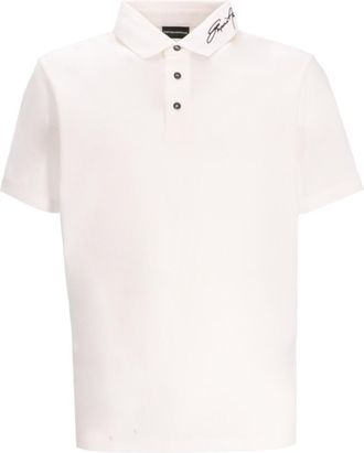 Emporio Armani White Embroidered Collar Polo