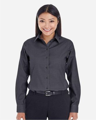 Devon & Jones Womens Crown Collection Royal Dobby Woven Dress Shirt