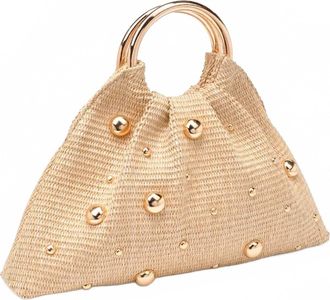 Urban Expression Womens Straw Studded Evening Bag In Natural