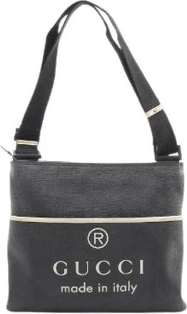 Gucci Pre-owned Cross Body Bags, male, Gray, Size: ONE SIZE Pre-owned PVC Coated Canvas Leather Shoulder Bag