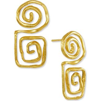 Ottoman Hands Megara Geometric Spiral Stud Earrings in Brass at Nordstrom