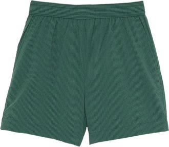 Maison Kitsun&eacute; Seersucker Zwemshorts - Heren - Badkleding - Groen - Maat: XL Poliester