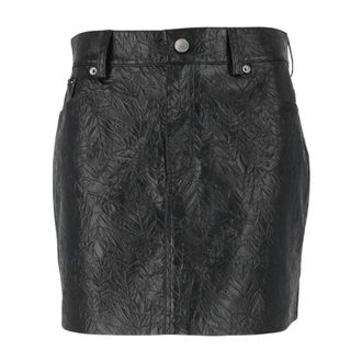 Michael Kors Rokken, Dames, Zwart, S, Leer, Textured Mini Skirt