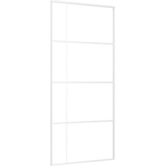 vidaXL Puerta Corredera Esg Vidrio Y Aluminio Blanca 90x205 Cm Vidaxl