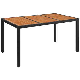 vidaXL Vidaxl - Mesa De Jard&iacute;n Superficie De Madera Rat&aacute;n Pe Negro 150x90x75 Cm
