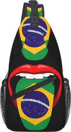 Generic Brazil Brazilian Flag Tongue Pride Crossbody Bag Adjustable Cross Body Bag With Zipper Crossbody Bags For Workout Casual Runner