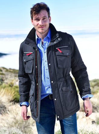 Marco Donati Allwetterjacke MARCO DONATI, Herren, Gr. 48, blau (marine), 100% Polyester, unifarben, Jacken Allwetterjacke