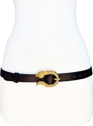 Raina Round Mini Snake Buckle Leather Belt in Black at Nordstrom, Size Small