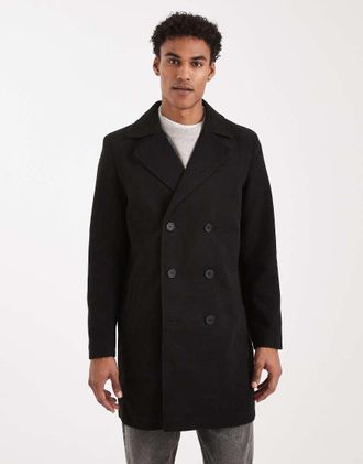 Brave Soul Cappotto doppiopetto elegante nero