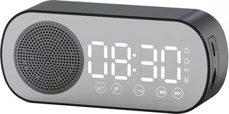 OEM Radio Despertador Digital Port&aacute;til Con Altavoz Bluetooth, Pantalla Led Grande, Radio Despertador Matutina Para Dormitorio U Oficina, Color Negro
