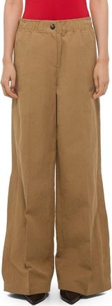 Helmut Lang Cotton & Linen Wide Leg Trousers in Trench at Nordstrom, Size X-Small