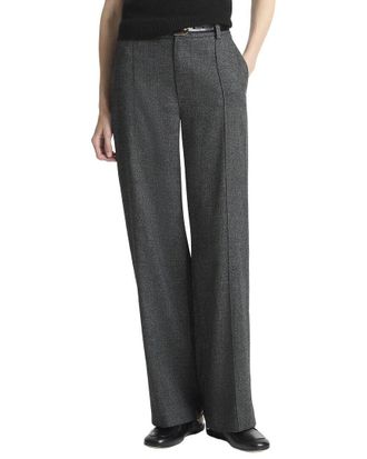 Vince Jasper High Waisted Pintuck Linen & Wool-Blend Wide Leg Pant