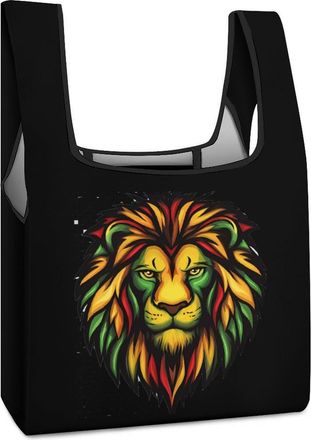 Generic Rasta Jamaican Lion Face Shopping Bag Reusable Grocery Tote Bag Foldable Handbag for Travel Picnic