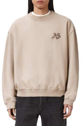 AllSaints Icon Oversize Cotton Crewneck Sweatshirt in Sandstone Brown at Nordstrom, Size Xx-Large