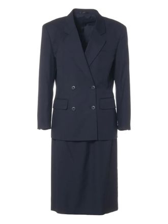 Burberry 1990-2000s double-breasted suit - women - Wool/Cupro - 9 - Blue