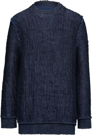 Maison Margiela woven-knit crew-neck jumper - women - Hemp/Cotton - M - Blue