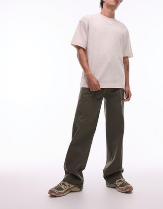 Dickies Unionville - Pantaloni casual a fondo ampio verde kaki con pieghe