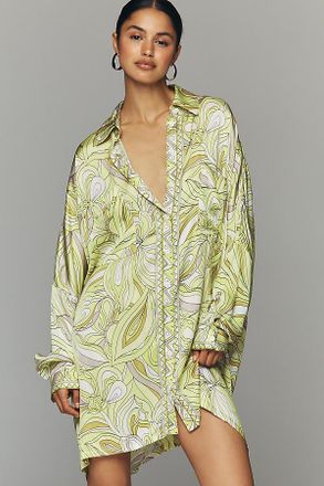 Corey Lynn Calter Long-Sleeve Printed Mini Shirt Dress