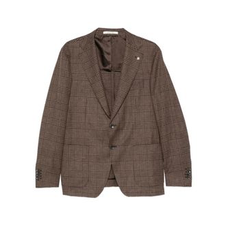 Tagliatore Blazers, male, Brown, Size: L Checked Jacket