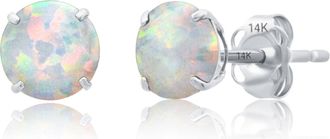 MAX + STONE 14k White Gold 6MM Round Stud Gemstone Earrings