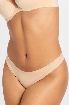 Savage x Fenty Microfiber No-Show Thong in Honey Nude at Nordstrom, Size X-Large