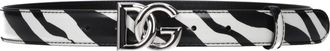 Dolce & Gabbana Womens Zebra Print Leather Belt - Black - Size 80 cm