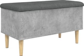 vidaXL Vidaxl - Banco Con Almacenaje Madera Ingenier&iacute;a Gris Hormig&oacute;n 82x42x46cm