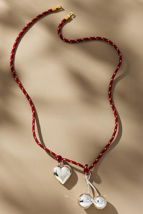 Timeless Pearly Cherry Heart Charm Necklace