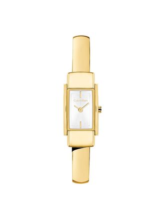 Calvin Klein Womens Geometric Case Rounded Bangle Watch - White - OS