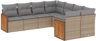 vidaXL Vidaxl - Juego De Sof&aacute;s De Jard&iacute;n Con Cojines Beige 8 Pzas Rat&aacute;n Pe