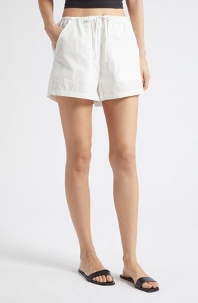 Leset Kyoto Patch Pocket Cotton Drawstring Shorts in Ice at Nordstrom, Size X-Large