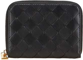 Bottega Veneta Black Leather Coin Purse/Coin Case (Pre-Owned)