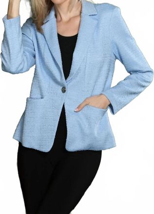 Joseph Ribkoff Boucl&eacute; Fitted Notched Collar Blazer In Sky Blue