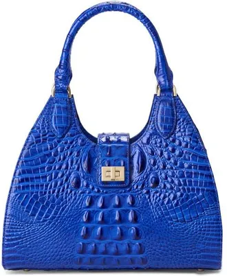 Brahmin Adrian Croc Embossed Leather Shoulder Bag in Ultramarine at Nordstrom