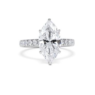 The Diamond Store Amora Marquise 3.36ct Hidden Halo Lab Diamond Engagement Ring With Side Stones Set in Platinum