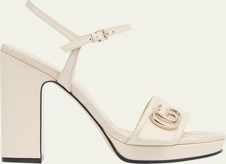 Gucci 95mm GG Marmont Leather Platform Sandals
