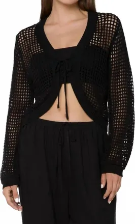 Velvet Heart Tovey Crochet Cardigan Sweater In Black