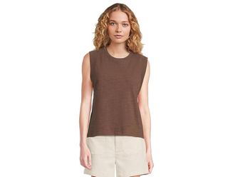 Faherty Sunwashed Slub Muscle Tank Top Womens Clothing Cocoa : XL, Cotton